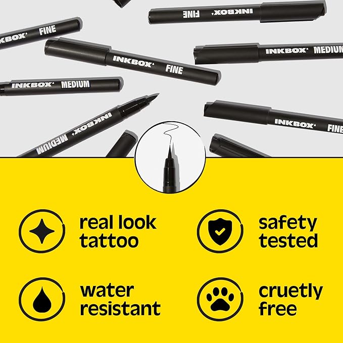 Inkbox Freehand Tattoo Marker – Fine Tip, Lasts up to 10 days, For All Skin Tones, Water-Resistant, Cruelty-Free & Vegan | Long-Lasting Temporary Tattoo Pen, All Artists Skill Levels -1 Count