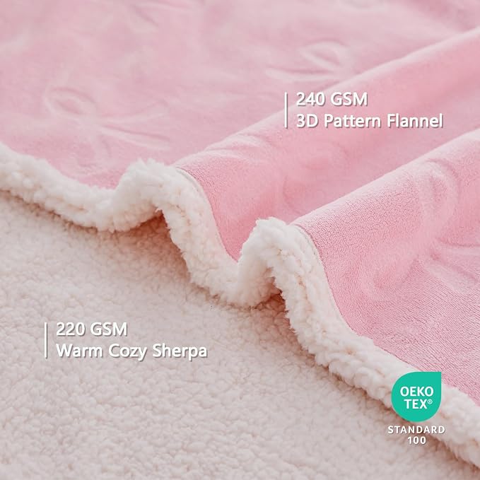 Pet Blankets for Cats - Waterproof Cat Blanket Washable - Sherpa Fleece Puppy Blanket, Soft Plush Reversible Throw Protector for Bed Couch Car Sofa, 25"X30", Pink Bows