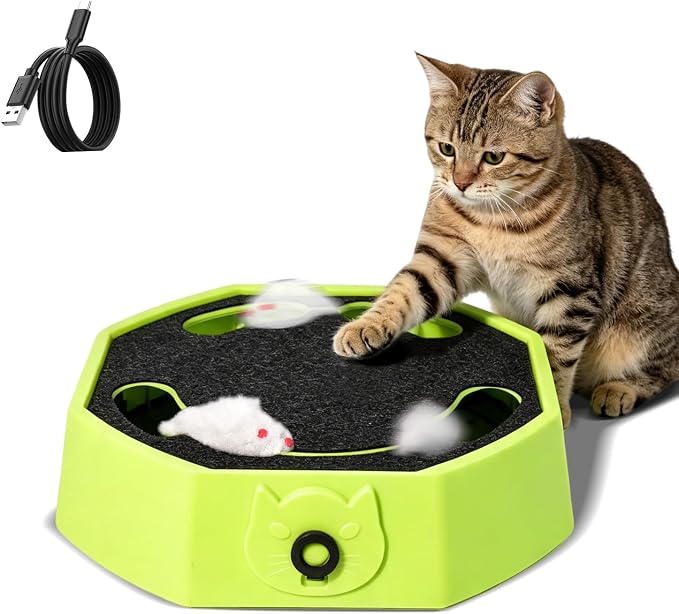 Automatic Cat Toy, Rechargeable Interactive Cat Toy with 4 Modes & Sounds