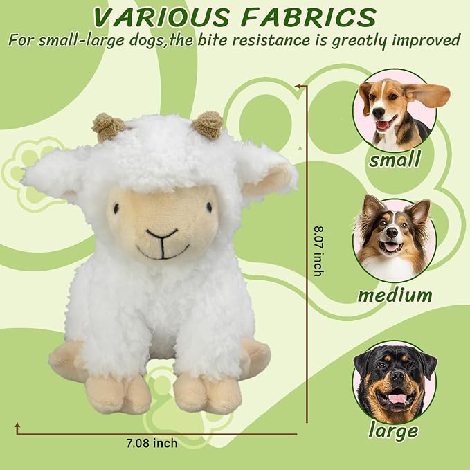 Squeaky Stuffed Dog Toys, Chew Sheep for Large Medium Small Breeds