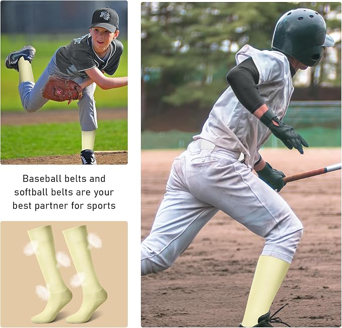 Zhanmai Baseball Belt and Socks Combo Adjustable Softball Socks and Elastic Waist Belt for Youth Boys Girls, Adult