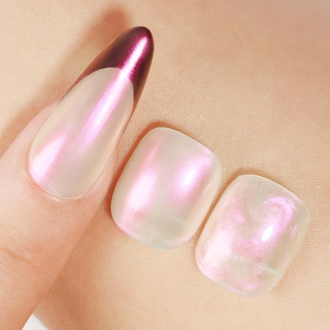 Nail Polish Quick Dry, Aurora Mermaid Effect, Air Dry Shimmer Pearl Nail Polish 12ML Nail Lacquer for Nail Art Fast Dry Fingernail Polish 1PC