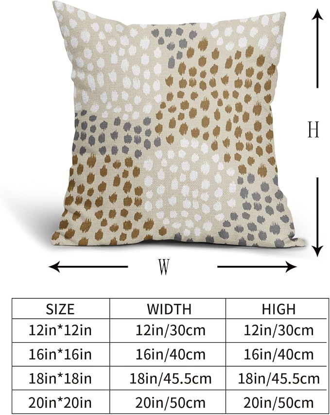 Brown White Pillow Covers 16x16 Set of 2 Boho Gray Polka Dot Throw Pillows Modern Trendy Print Decorative Outdoor Farmhouse Pillowcase Cushion Cover Linen Pillow Case Decor for Home Sofa Couch Bed