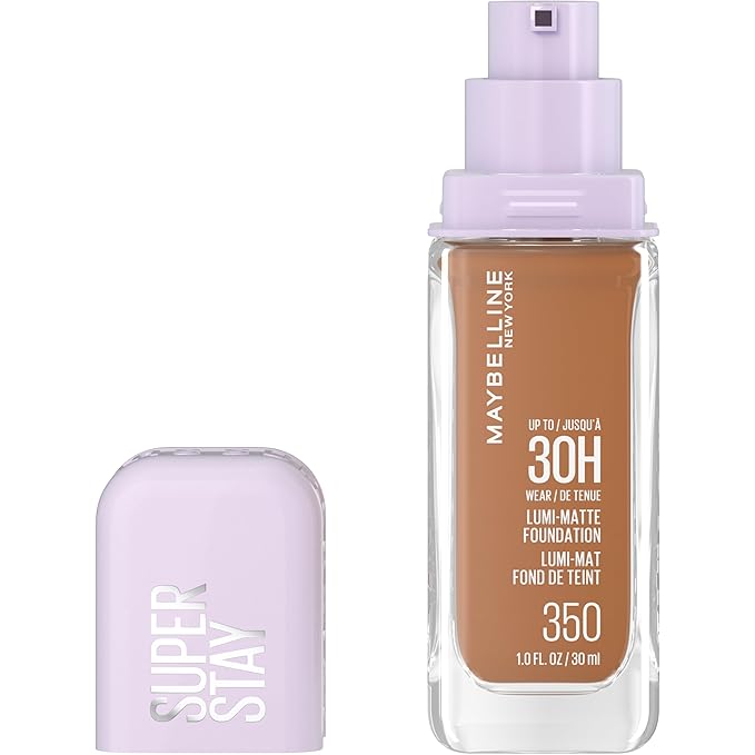Maybelline Super Stay Lumi-Matte Foundation, Lightweight and Buildable Full Coverage Foundation Makeup For Up To 30HR Wear, 350, 1 Count