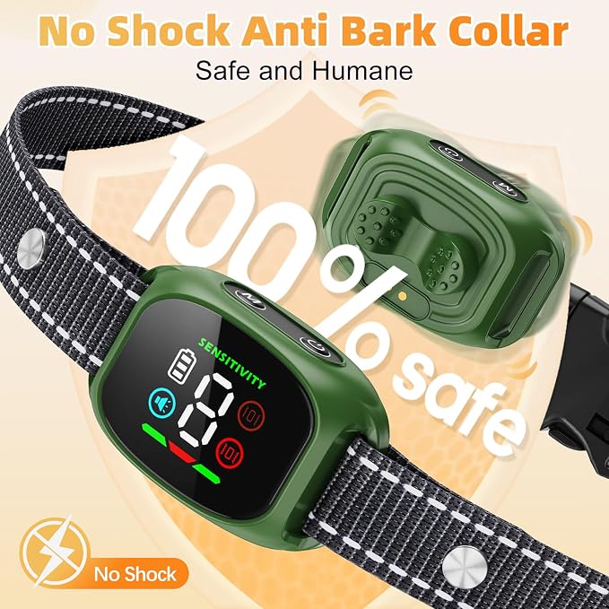Anti Bark Collar for Small Dogs, Humane No Shock Dog Barking Collars, 4 Modes & 8 Sensitivity Levels, Smart Auto Detection Device Rechargeable Training Bark Collar for Small Medium Dogs 5-18lbs Orange