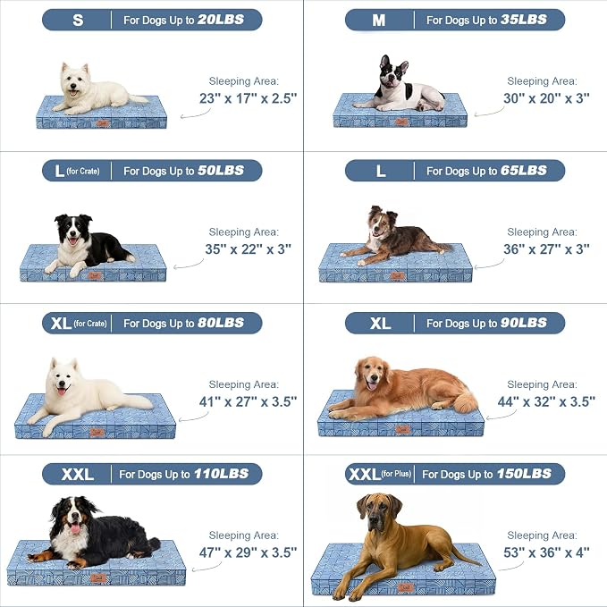 Jumbo Waterproof Orthopedic Dog Bed for Extra Large Dogs | Egg Crate Foam, Pressure Relief, Fits 54x37 Crates, Machine Washable 1680D Oxford Cover, Indoor & Outdoor Use, Up to 150 lbs
