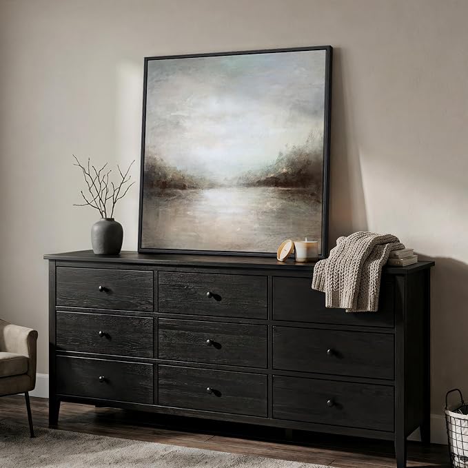 Framed Neutral Abstract Lake Landscape Canvas Wall Art Decor, 30x30 In | Neutral, Canvas prints, Abstract lake landscape, Modern pictures, Rustic square, Living room, Bedroom, Dining room wall decor