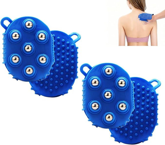 Lymphatic Massage Gloves, 2PCs Handheld Massager Ball with 7 360-degree Metal Roller Balls, Massage Glove Brush for Beauty Body Care, 5.19x3.81x1.49 Inch