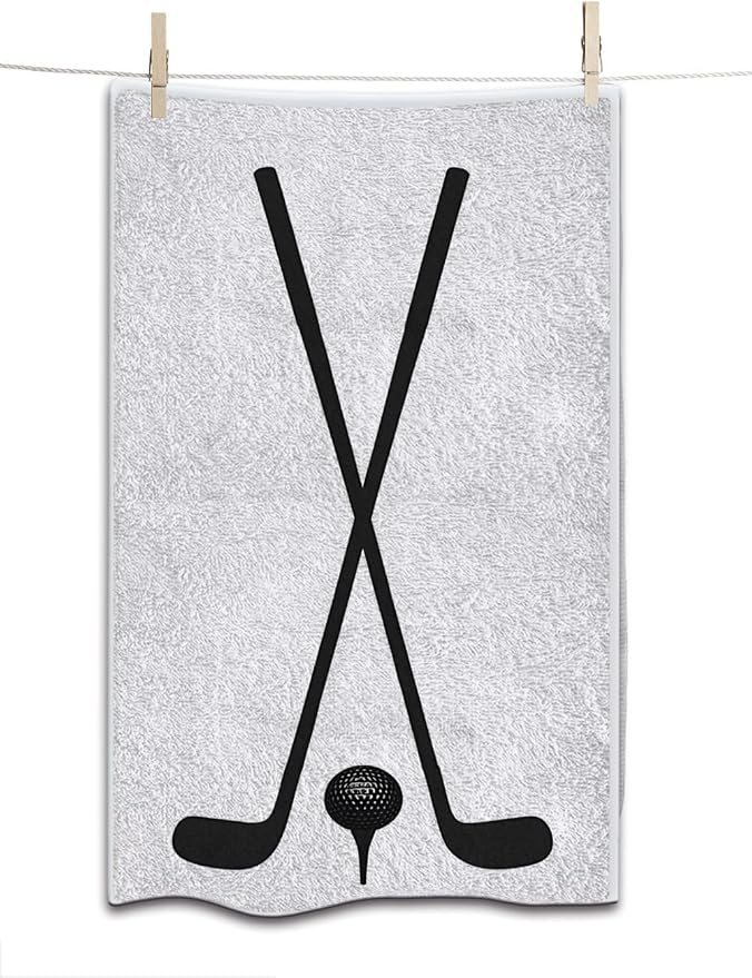Golf Icon Black Bath Towel 15X30 Inch Washcloths Nobilitysports Face/Body/Hair/Hand Towel for Spa Gym Yoga Swim Bathroom Kitchen Hotel