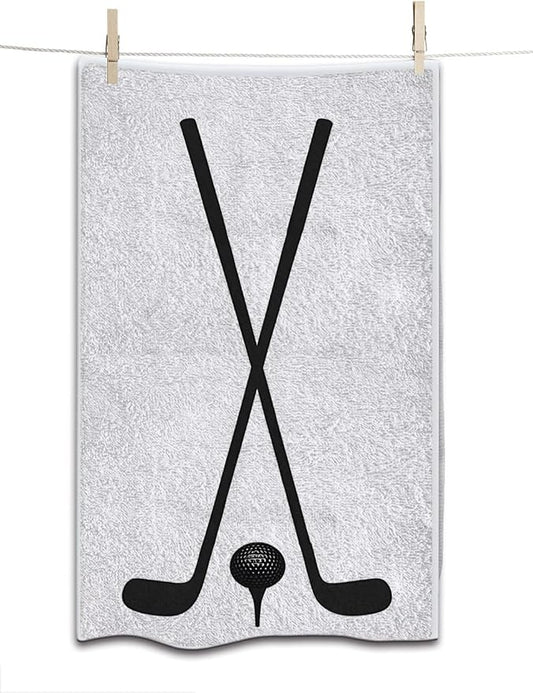 Golf Icon Black Bath Towel 15X30 Inch Washcloths Nobilitysports Face/Body/Hair/Hand Towel for Spa Gym Yoga Swim Bathroom Kitchen Hotel