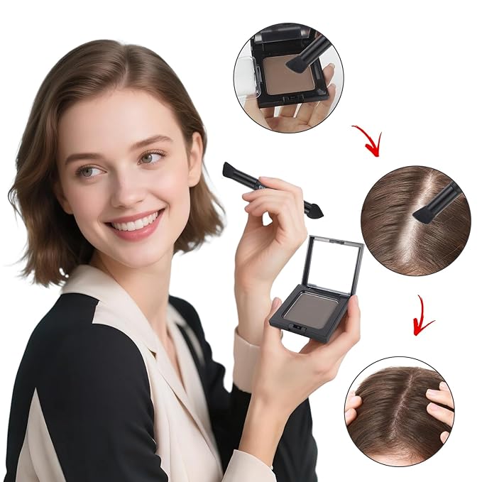 VOLLUCK Root Touch up Powder, Long-lasting Gray Hair Cover up Powder for All Hair Types, Waterproof for Women and Men (Dark-Black, 0.42 0unce)