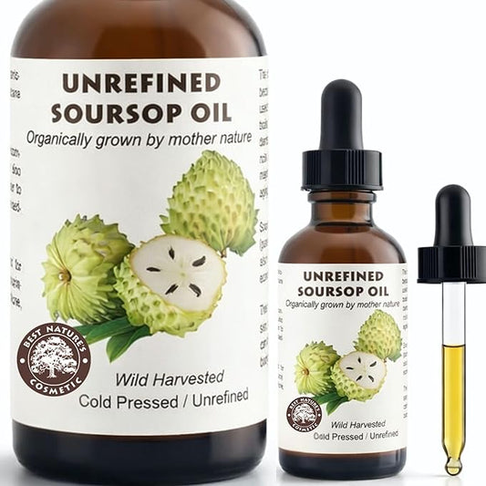 Best Nature's Cosmetics Organic Soursop Oil (Anona Muricata, Graviola, Guanabana) – Unrefined Soursop Oil, 100% Pure, Organic, Cold-Pressed – 2oz (60ml)