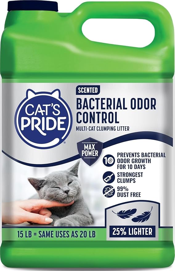 Cat's Pride Bacterial Odor Control, Max Power, Clumping Litter Scented 15lb
