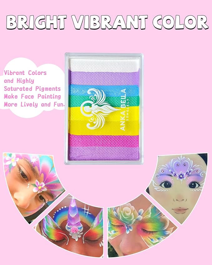 Anka Bella Professional Water Activated Rainbow Cake Face Paint（Summer Field）50gm,Hypoallergenic, Non-Toxic,Face Body Painting Makeup