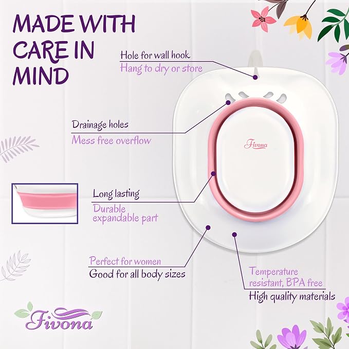 Fivona 3-in-1 Yoni Steaming Kit - Expandable V Steam Seat and All Natural Herbal Blend for 2-4 Yoni Steam Sessions - Hand Flusher - Supports pH Balance, Gentle Cleansing, and Relaxation, Yoni Detox