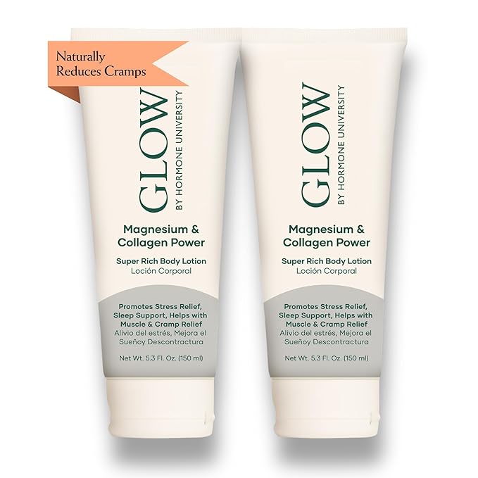 Glow by Hormone University - Magnesium Lotion with Collagen - Magnesium Cream - Bedtime Routine Sleep Lotion - The Highest Concentration of Genuine Zechstein Magnesium Chloride (Pack of 2)