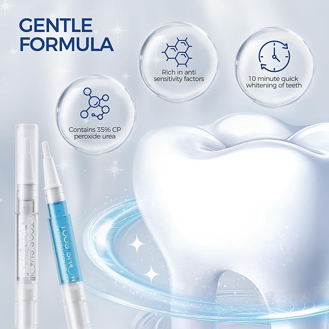 Teeth Whitening Kit for Sensitive Teeth,with 4 Carbamide Peroxide Pen & 1 Remineralization Pen,LED Accelerator Light Non,Tooth Whitener Professional Oral Care Gently Yet Effectively Removes Stains