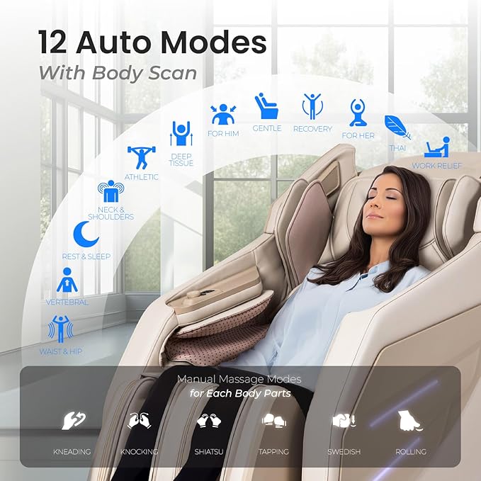 Osaki OS-3D Champ II | Brown Full Body Massage Chair | 3D SL-Track Massage | Zero Gravity | Lumbar Heating | Touchscreen Controller | Auto Body Scan | Bluetooth Speaker