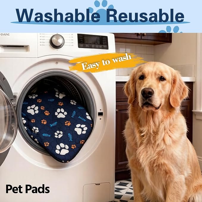 Washable Dog Pee Pads, Waterproof Training Mat,Medium | Size:24x36inch(2 Pack),Super Absorbent(Four-Layer Design),Reusable Potty Playpen Mat,Washable Pet Pads,Non-Slip Puppy Pads