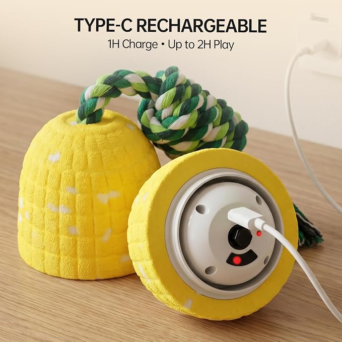 Interactive Dog Toys, Automatic Bouncing Dog Toy with Rope, Motion Activated Corn Dog Toy, Rechargeable Moving Dog Toy with 3 Play Modes, Keeps Dogs Busy, Boredom Relief ChewToy for Small Medium Dogs