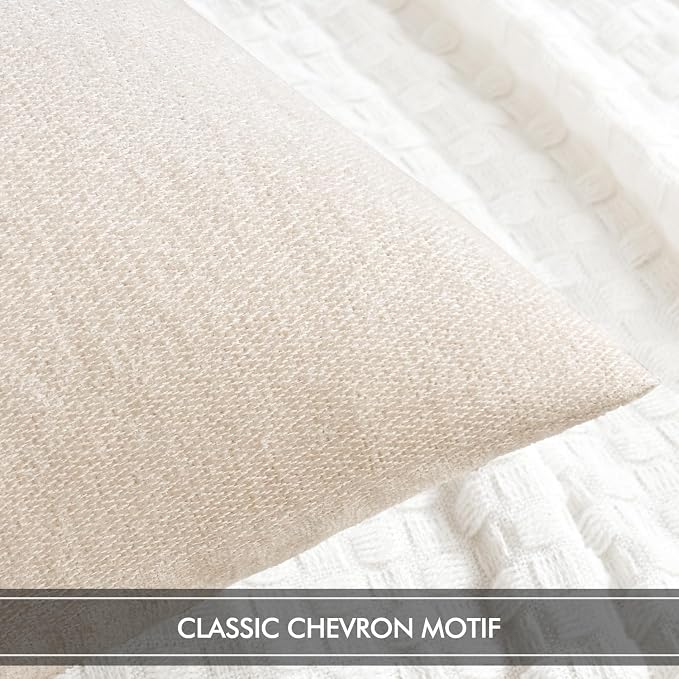 MIULEE Pack of 2 Cream Decorative Pillow Covers 18x18 Inch | Soft Chenille Couch Throw Pillows Farmhouse Cushion Covers for Home Decor Sofa Bedroom Living Room