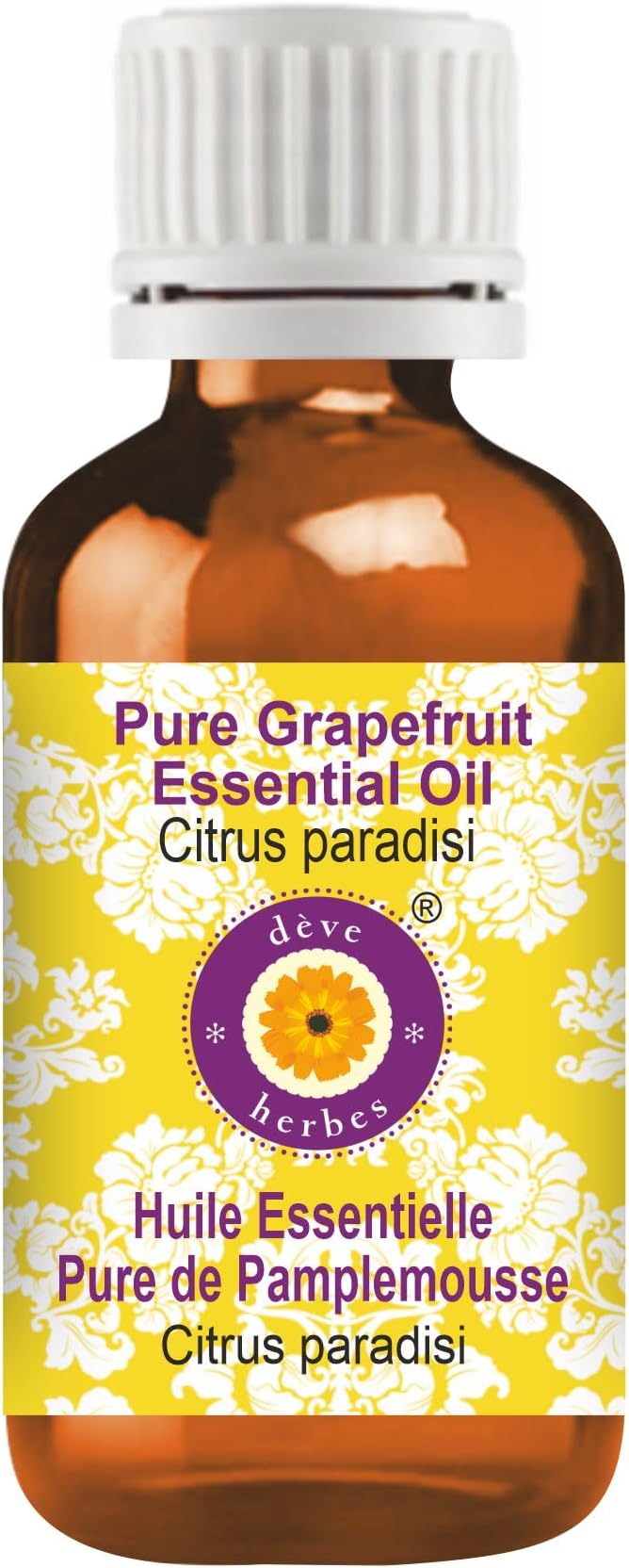 dève herbes Grapefruit Essential Oil (Citrus paradisi) Pure | Non-Sticky | Non-Greasy | Lightweight | Men & Women | All Skin Types | Steam Distilled 30ml (1 oz)