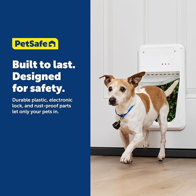 PetSafe Electronic Pet Door, Collar Key Sensor, Cats & Dogs 4-15 lb, Small | Programmable Selective Entry/Exit & Auto-Lock, Battery Operated, Fits Interior/Exterior Doors, up to 5 Keys