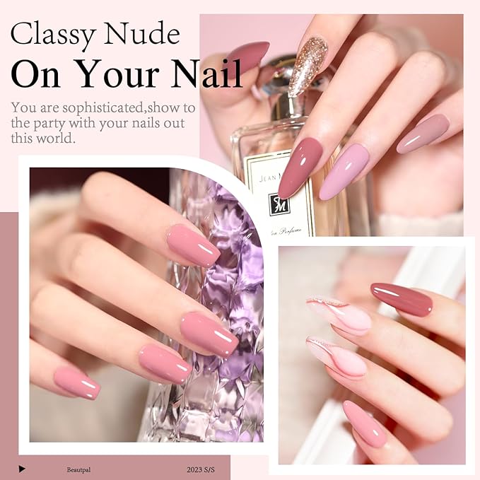 Beautpal Nude Gel Polish 10 Pcs All Seasons Skin Tones Gel Nail Polish Nude Pink Neutral UV Gel Polish Nail Set Salon DIY Manicure Gift Set