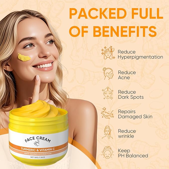 Turmeric Soap Bar and Turmeric Face Cream and Turmeric Face Wash Set for Face & Body, Facial Cleanser, Soothing, Hydrating Skin Care Set for All Skin Type, Cleansing Mousse, Bring a Bubble Net