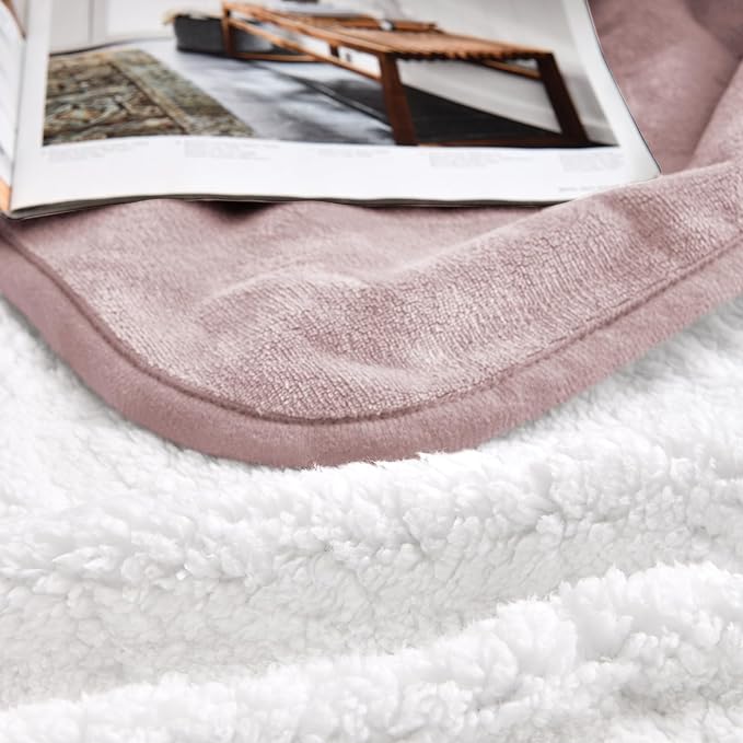 Soft Waterproof Blanket for Bed Couch Sofa, Dusty Pink, 50x60 inches | Liquid Pee Proof Pet Blanket for Dog Puppy Cat, Reversible Sherpa Fleece Blanket for Couch Cover, Furniture Protector