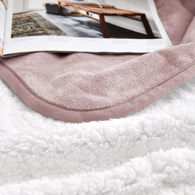Soft Waterproof Blanket for Bed Couch Sofa, Dusty Pink, 30x40 inches | Liquid Pee Proof Pet Blanket for Dog Puppy Cat, Reversible Sherpa Fleece Blanket for Couch Cover, Furniture Protector