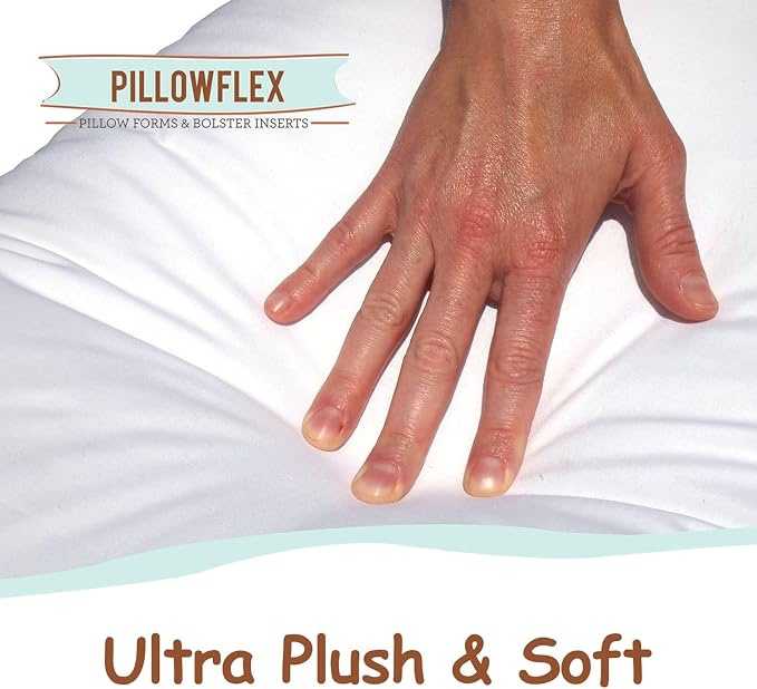 Pillowflex Synthetic Down Pillow Insert 12x32 in - Karate Chop Pillow | Large Rectangle Sham Form, Plush Polyester Cotton Blend, Cloud-Like Comfort, Clump-Resistant Fill, Smooth Elegant Finish