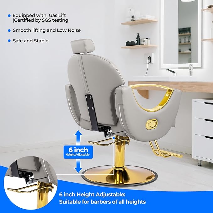 Reclining Barber Chair Styling Hair Chair for Home Barbershop Height Adjustable 360 Swivel Salon Chair for Hair Stylist