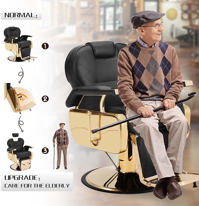 Artist hand Black All Purpose Hydraulic Recline Barber Chair Salon Beauty Styling Chair for Beauty Shop Gold/Black