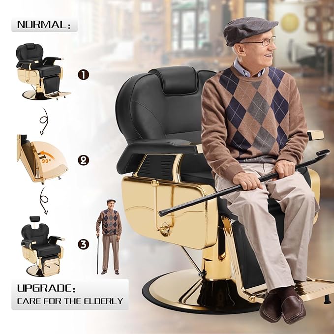 Artist hand Barber Chair for Barbershop Salon Chair Beauty Styling Chair for Beauty Shop Gold/Black