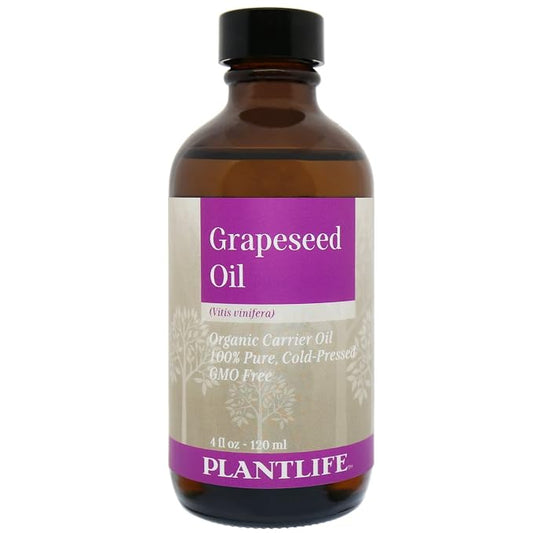 Plantlife Grapeseed Carrier Oil - Cold Pressed, Non-GMO, and Gluten Free Carrier Oils - for Skin, Hair, and Personal Care - 4 oz
