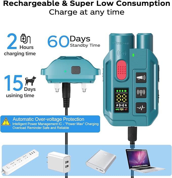 Dog Training Collar with Ultrasonic Bark Deterrent, 1000 Yards Remote with Full Color LCD Display, 4 Effective Training Modes, Waterproof E-Collar Receiver, Fits 10-150 lbs Dogs