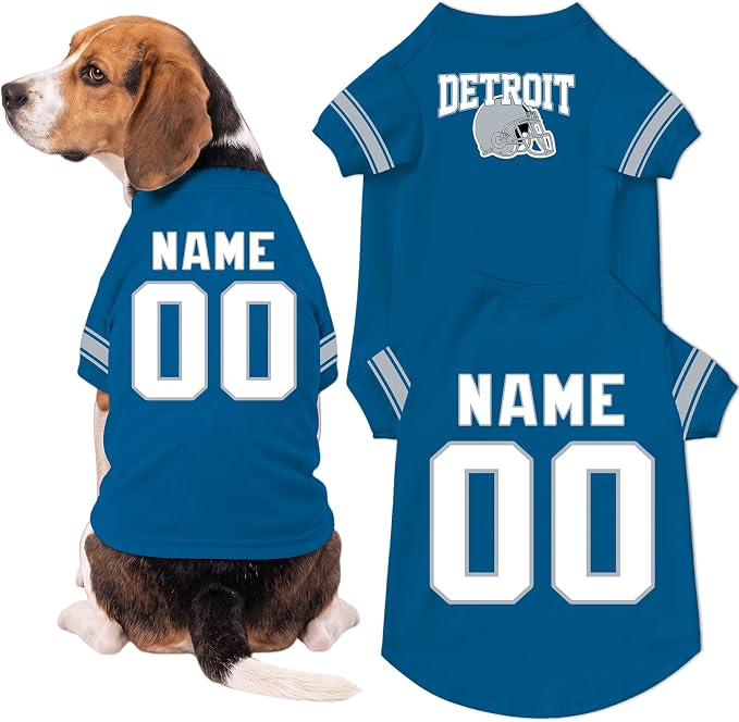 Detroit Dog Clothes Personalized Pet Jersey T-Shirt Custom Name Number