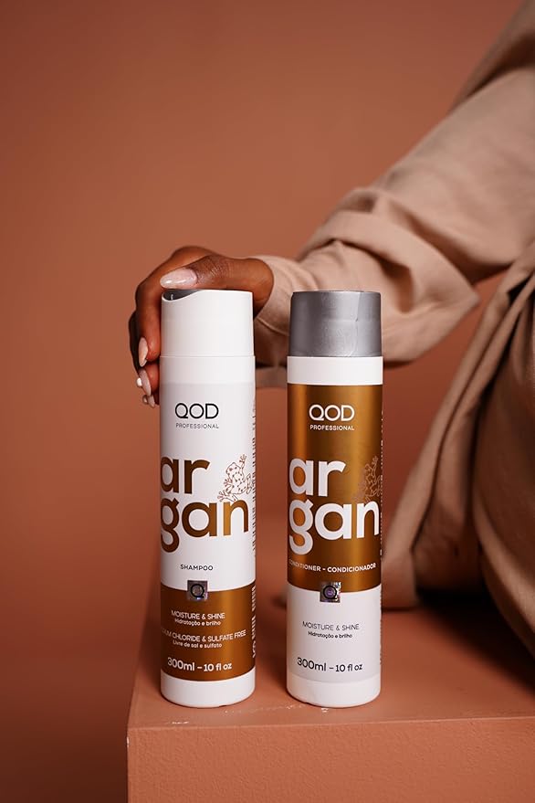 QOD PRO Argan Hair Care Set – Shampoo, Conditioner & Argan Oil Serum, Deep Hydration, Frizz Control & Shine for Dry, Damaged Hair, Total 660ml / 22.2 fl.oz