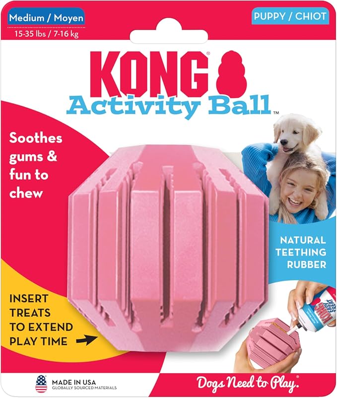 KONG Puppy Activity Ball, Teething Toy, Medium Puppies, Random Color