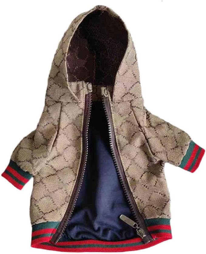 Dog Hoodie Luxury Winter Small Dog Jacket Clothes Classic Designer French Bulldog Teddy Pug Puppy Clothes(Medium)