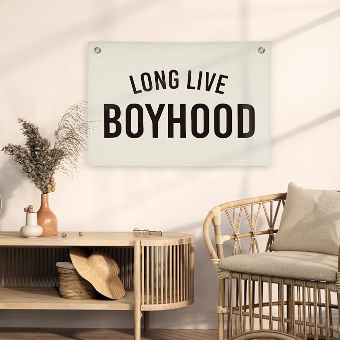 Boy Room Decor,Long Live Boyhood Canvas Banner Nursery Playroom Wall Decor for Boys Bedroom Toddler Decorations Teen Boy Room Decor,Playroom Decor Wall Hanging Flag Canvas Banner 30x20 Inch