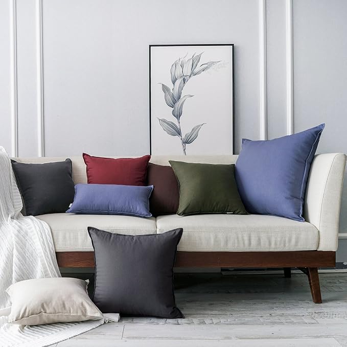 Jeanerlor 26"x26" Decorative Cotton Linen Couch Throw Pillow Case Cool Durable Classy Euro Sham Comfortable Cushion Cover for Wedding Party Gift/Car(65 x 65cm) Dark Grey