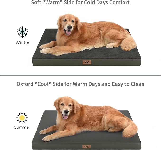 Large Waterproof Orthopedic Dog Bed with Egg Crate Foam | Fits 42x28 Crates, TPU Waterproof Layer, 1680D Washable Oxford Cover, Portable Handle, Indoor & Outdoor Use, Up to 80 lbs