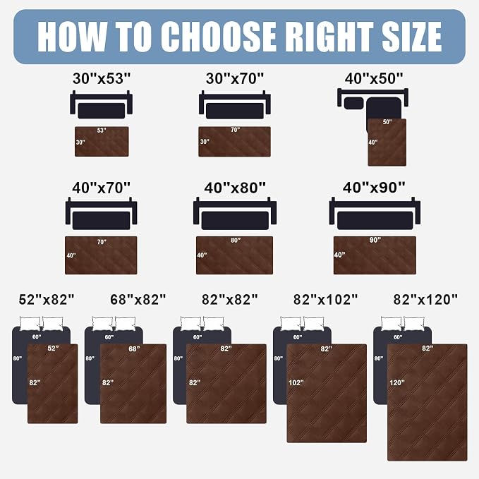 Smiry Waterproof Dog Bed Cover, Reversible Pet Blanket for Sofa Couch | Soft Washable Dog Blanket, Leakproof Couch Cover for Dogs Cats & Furniture Protection, 40x50, Brown/Brown
