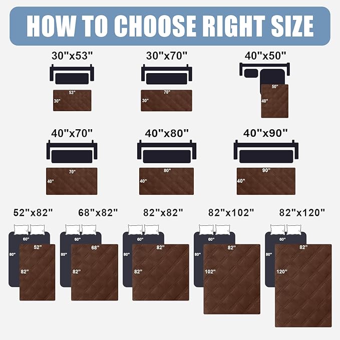Smiry Waterproof Dog Bed Cover, Reversible Pet Blanket for Sofa Couch | Soft Washable Dog Blanket, Leakproof Couch Cover for Dogs Cats & Furniture Protection, 30x70, Brown/Brown