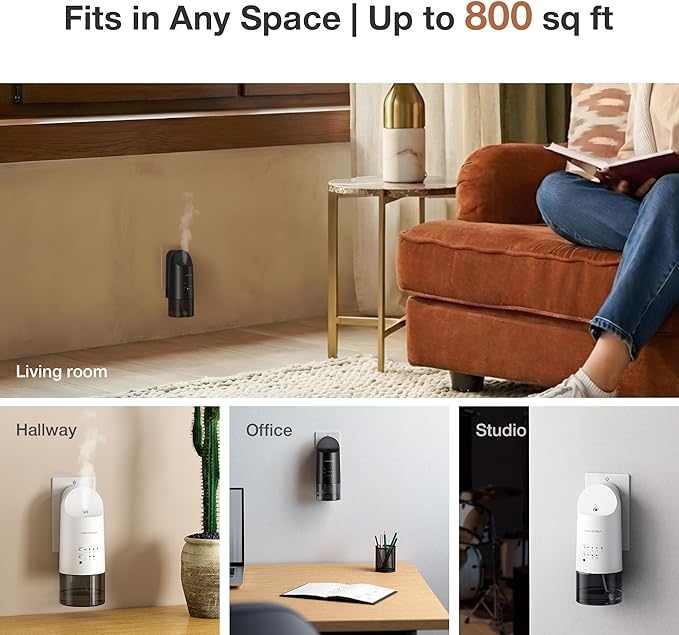 Airversa Smart Waterless Diffuser Plug in Wall for Essential Oils, 160mL, App Control Scent Diffuser with Buttons, Up to 800 sq ft, Oil Diffuser for Home, Room, Spa, Office, Studio, ANP White Kit