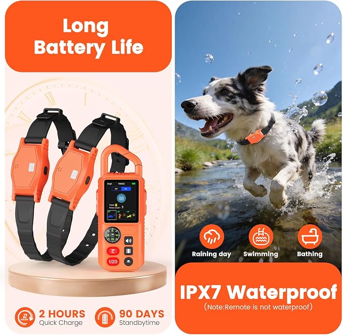 Wireless Dog Fence for 2 Dogs, Wireless Fence System Remote Training Collar