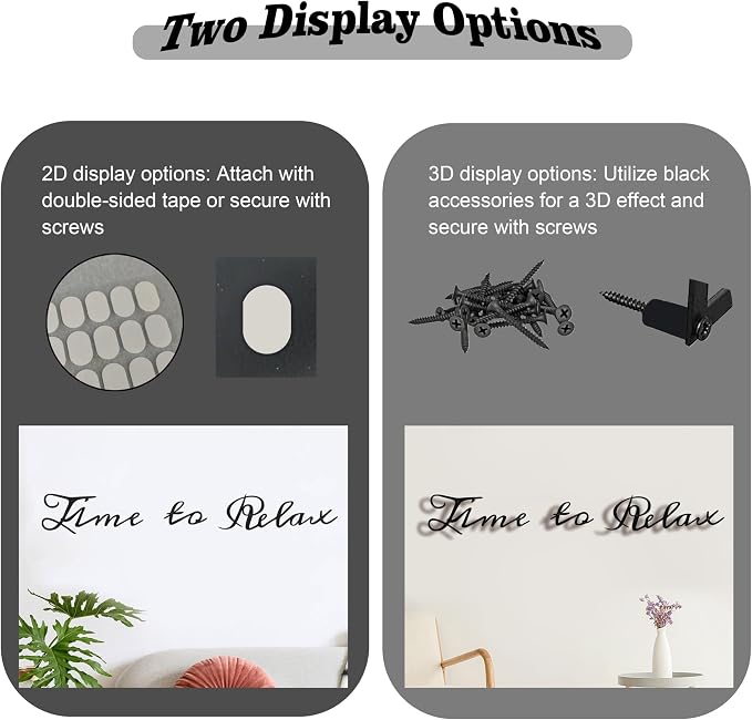 Metal Bathroom Wall Decor, 3D Time to Relax Sign for Spa, Black Letter Art | 3D black metal "Time to Relax" letter art, waterproof & rustproof, creates a soothing spa atmosphere in any bathroom