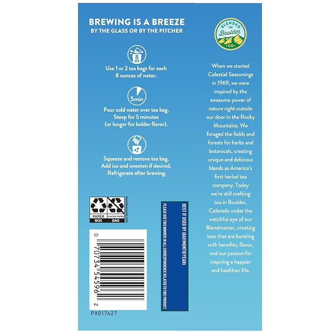 Celestial Seasonings Cold Brew Unsweetened Black Tea Iced 18 tea bags
